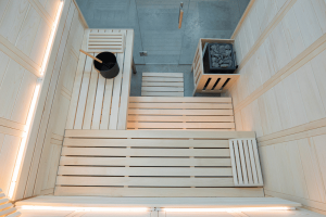 Innenraumansicht in der Saunakabine Atlanta View