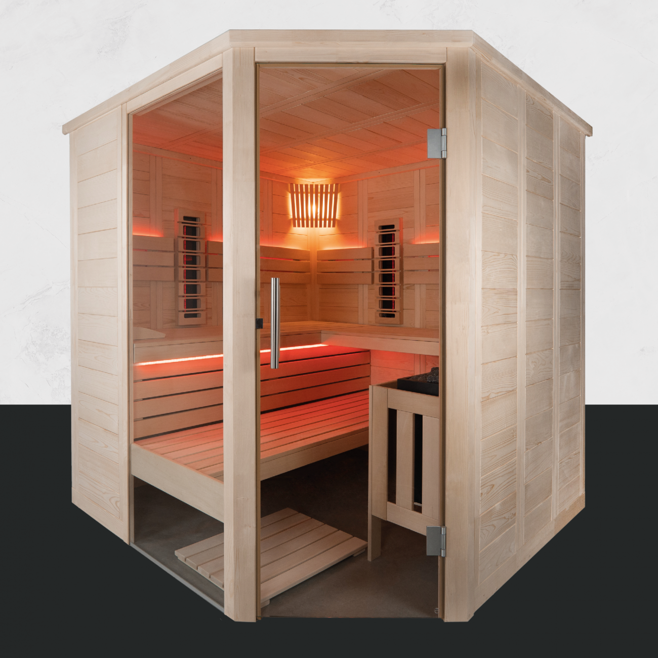 Abbildung der Saunakabine Atlanta All In mit Blick in den Innenraum